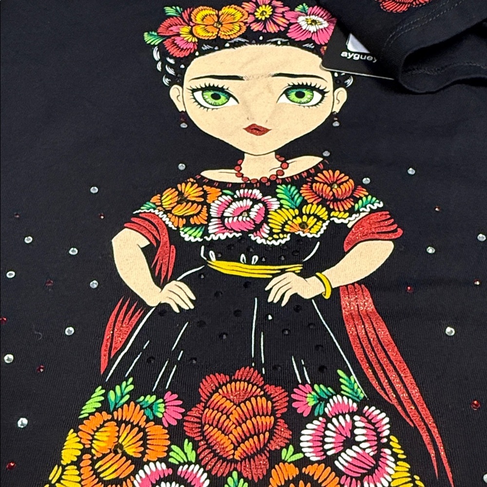 Freda Floral Graphic Black Tee - Picture 12 of 12